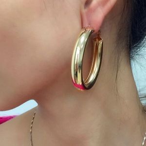 NEW 18K GOLD PUNK HOOP EARRINGS